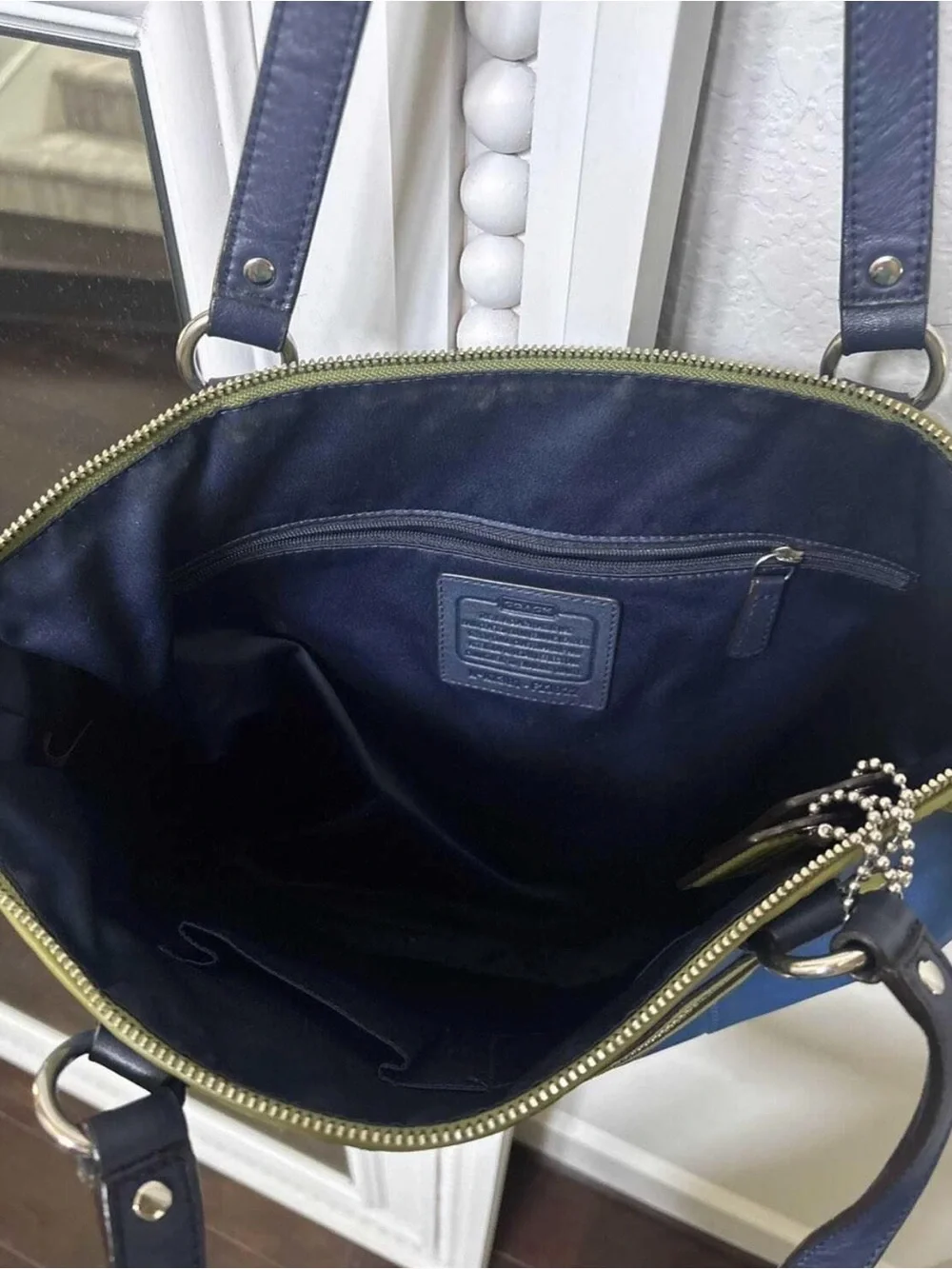 RARE Coach Daisy Spectator Emma Leather Tote Bag - Moonlight Blue & Lime